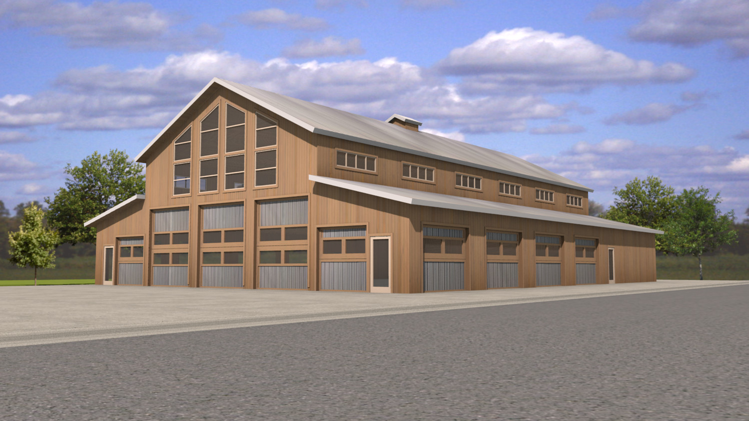 The finished event venue, featuring wood from Amish company Ozark Timber Frame, will resemble a barn.